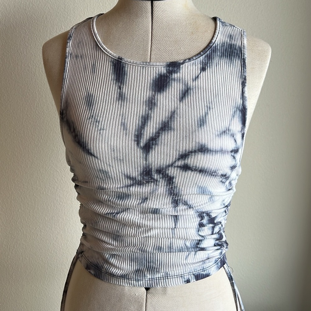 Tie Dye Y2K Knit Tank Top with ruching detail - Picture 2 of 9